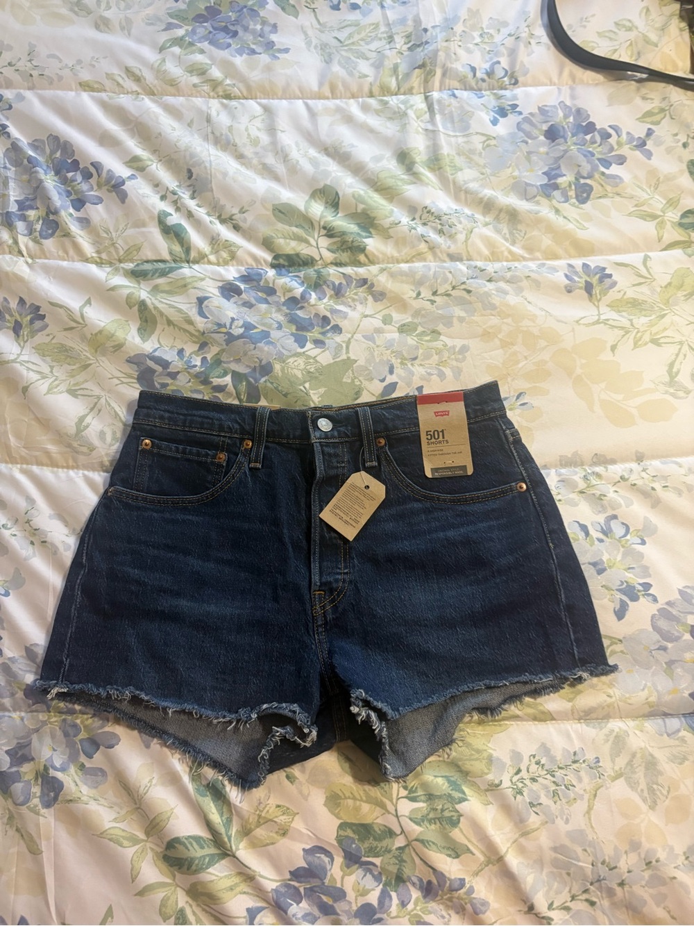 Levi's Dark Blue 501 Cutoff Denim Shorts